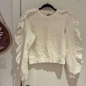 The Femm Cream Ruffle Trim Sweatshirt Small